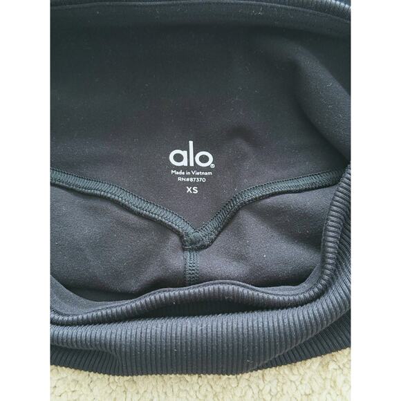Alo Yoga High Waist Alosoft Ribbed Lounge Leggings Size XS Black Pilates Studio - Picture 7 of 8